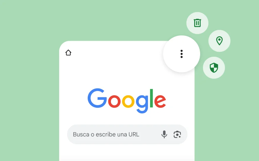 Una captura de pantalla de la página de Búsqueda de Google, donde se incluyen los íconos de YouTube, Gmail, Google Maps y otros productos de Google.